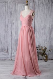rose-pink-chiffon-queen-anne-neck-vintage-a-line-long-bridesmaid-dress-1-thumb-2154377