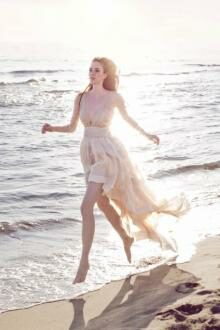 high low long sleeve chiffon beach summer wedding dress
